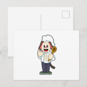 料理人の犬 - 木のスプーンとエプロン ポストカード (正面/裏面)