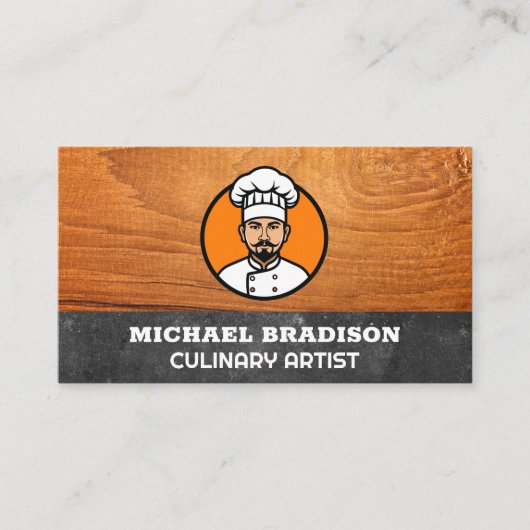 料理人 | ウッド | スレート 名刺 (正面)