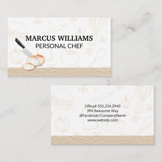 料理人 | タマネギを切る包丁 名刺 (正面/裏面)