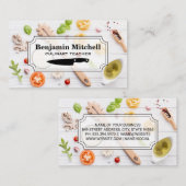 料理人 | 木製卓上の食べ物 名刺 (正面/裏面)