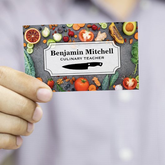 料理人 |果物と野菜でいっぱいのテーブル 名刺