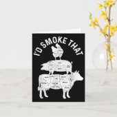 料理人 肉屋 BBQ 笑える 豚肉 牛肉 面白い 太っちょ カード (黄色い花)