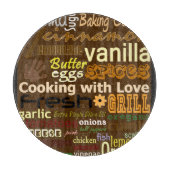 料理付きラブガラス板 カッティングボード (正面)