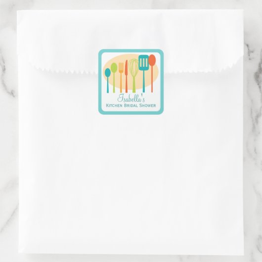 料理器具キッチンブライダルシャワー |ティール(緑がかった色) スクエアシール (バッグ)