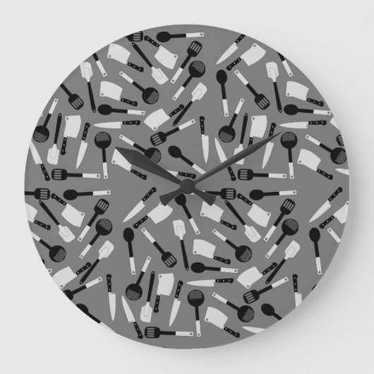 料理器具パターン ラージ壁時計 (正面)