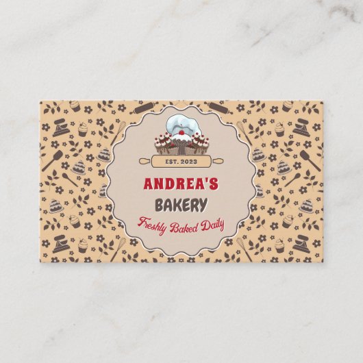 料理器具ベーカリーカスタマイズロゴQRコード 名刺 (正面)