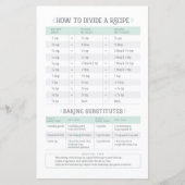 料理変換およびレシピ分周器シート (正面)