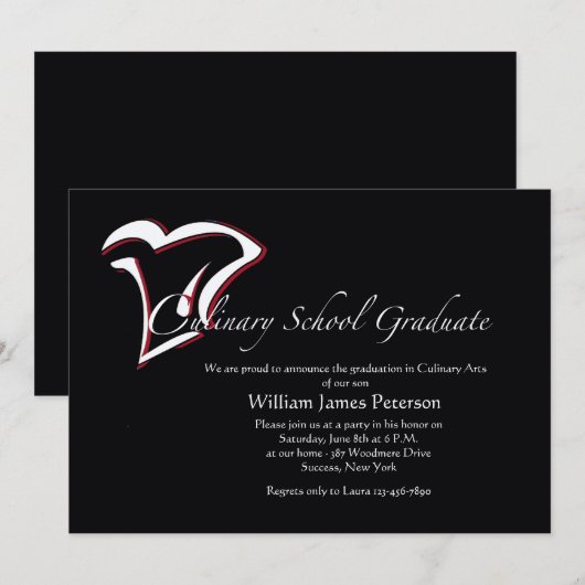 料理学校卒業招待状 招待状 (正面/裏面)