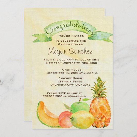 料理学校卒業 招待状 (正面/裏面)