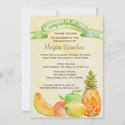 料理学校卒業 招待状 (正面)