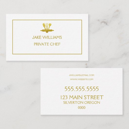 料理専用シェフフェイクの金ゴールド器具 名刺 (正面/裏面)
