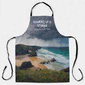 料理嵐を吹き抜けるムーディーズビーチティール（緑がかった色）海 エプロン (正面)