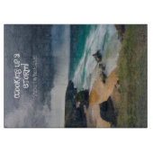 料理嵐を吹き抜けるムーディーズビーチティール（緑がかった色）海 カッティングボード (正面)