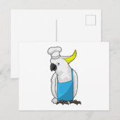 料理帽をかぶったシェフのパロット ポストカード (正面/裏面)