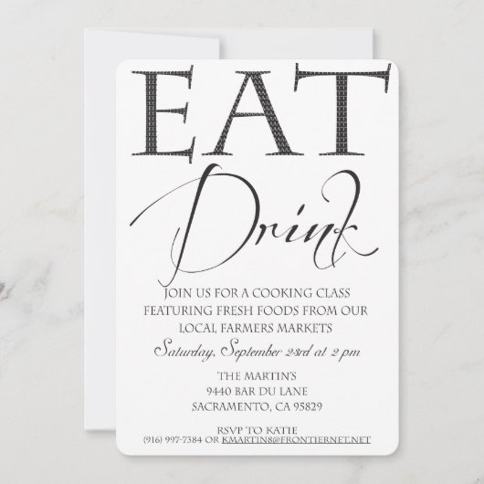 料理教室/デモンストレーション招待状 招待状 (正面)