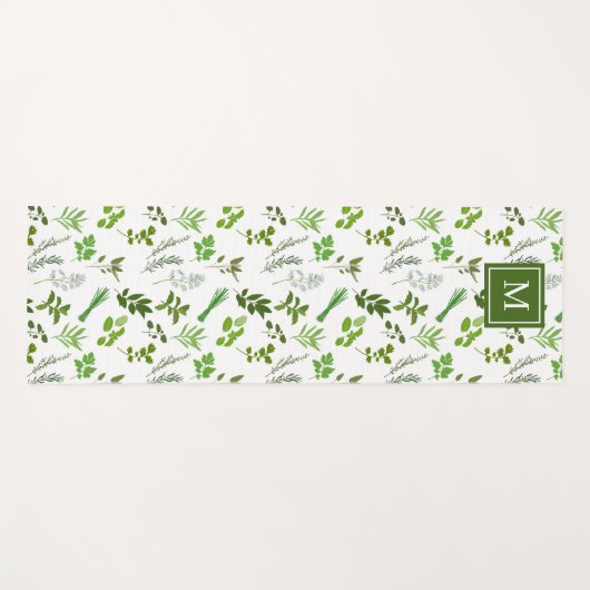 料理料理ガーデンハーブモノグラムの ヨガマット (正面(横))