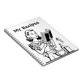 料理書を持つレトロの女性 ノートブック (右側)