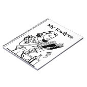 料理書を持つレトロの女性 ノートブック (左側)