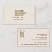 料理木製素朴ベーカリーカットボードロゴ 名刺 (正面/裏面)