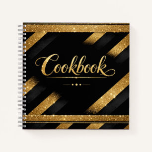 料理本 - ブラックゴールド手書きレシピブック ノートブック