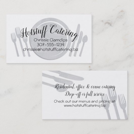 料理用のシェフのケイタリングビジネスカードを置くテーブル 名刺 (正面/裏面)