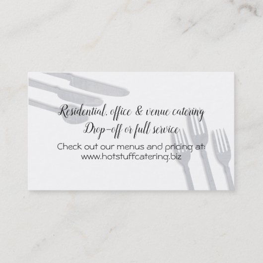 料理用のシェフのケイタリングビジネスカードを置くテーブル 名刺 (裏面)