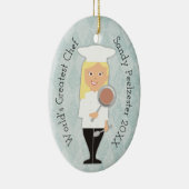 料理用の卒業生のブロンドの女の子のシェフのクリスマスのオーナメント セラミックオーナメント (右)