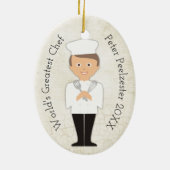 料理用の大学院の男性のシェフのクリスマスのオーナメント セラミックオーナメント (裏面)
