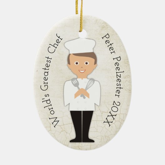料理用の大学院の男性のシェフのクリスマスのオーナメント セラミックオーナメント (裏面)