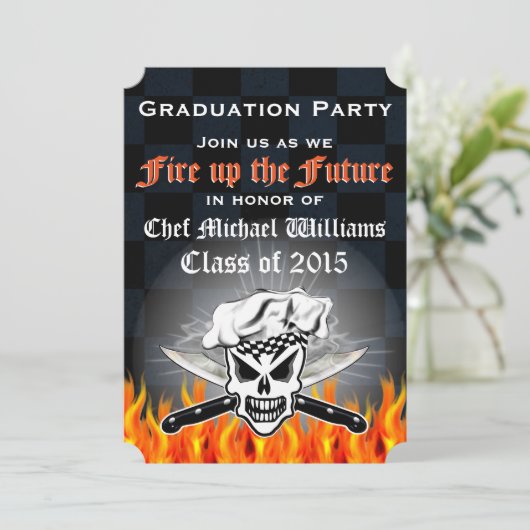 料理用の学校の卒業のパーティの招待状 招待状 (スタンド正面)