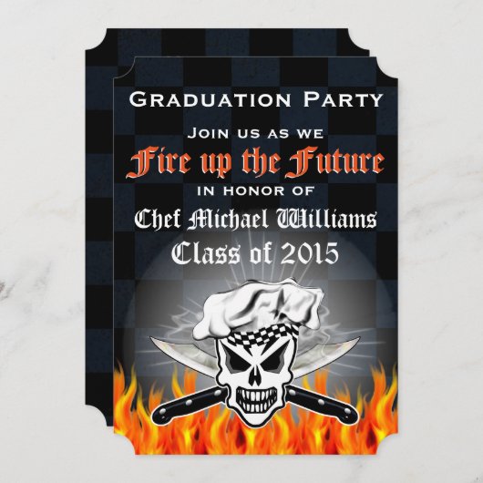 料理用の学校の卒業のパーティの招待状 招待状 (正面/裏面)