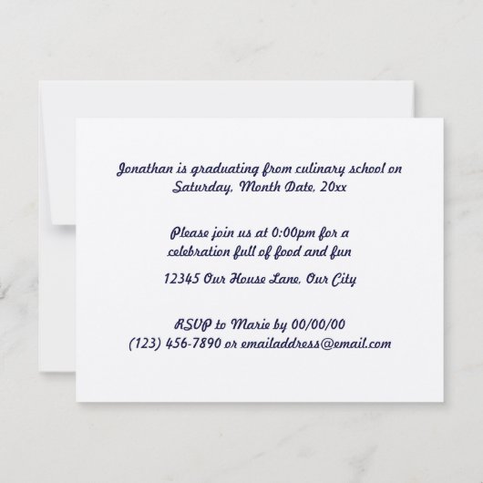 料理用の学校の卒業生 招待状 (裏面)
