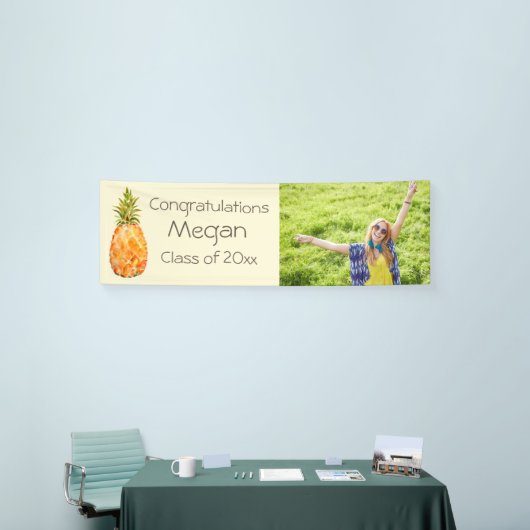 料理用の学校[パイナップル]卒業の旗 横断幕 (トレードショー)