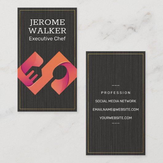 料理用シルバーウェア | 黒のテクスチャ 名刺 (正面/裏面)