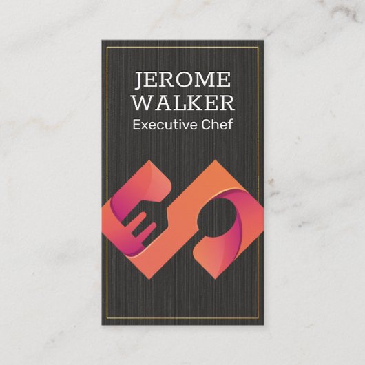 料理用シルバーウェア | 黒のテクスチャ 名刺 (正面)