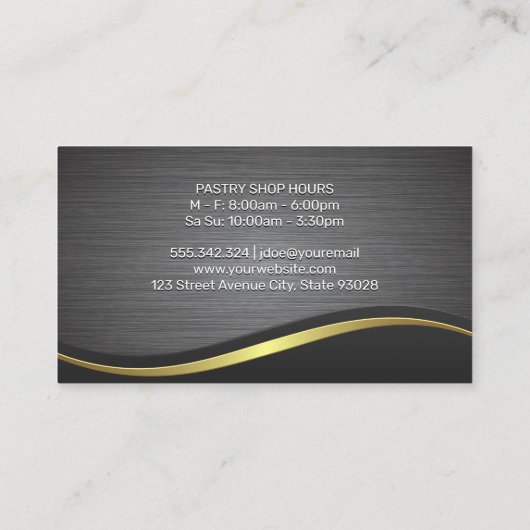 料理用ナイフ | メタリックブラシ付き背景 名刺 (裏面)