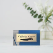 料理用ナイフ |メタリック金ゴールドブルー 名刺 (スタンド正面)