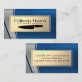 料理用ナイフ |メタリック金ゴールドブルー 名刺 (正面/裏面)