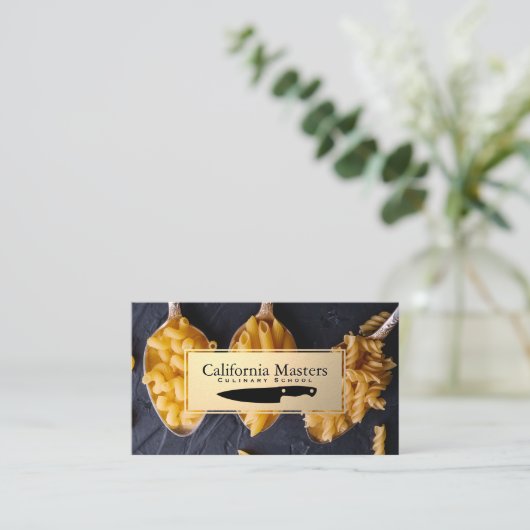 料理用ナイフ |メタリック金ゴールド |スプーンの牧草地 名刺 (スタンド正面)