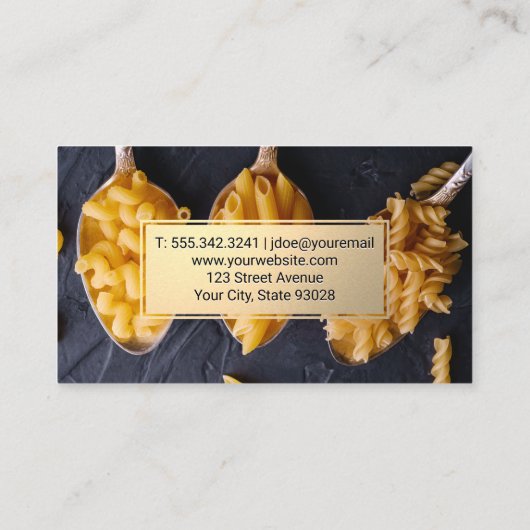 料理用ナイフ |メタリック金ゴールド |スプーンの牧草地 名刺 (裏面)