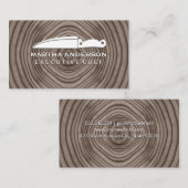 料理用ナイフ | 木目の背景 名刺 (正面/裏面)