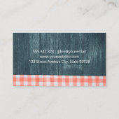 料理用ナイフ |木製ナプキンの背景 名刺 (裏面)