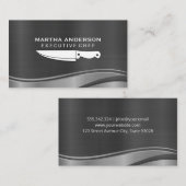 料理用ナイフ |金属ブラシ付き波の背景 名刺 (正面/裏面)