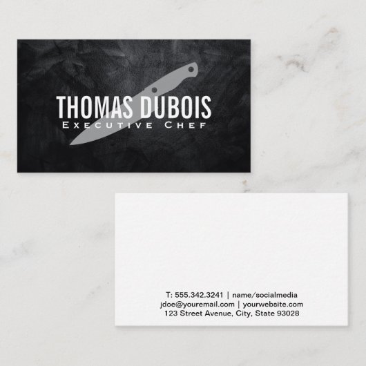 料理用ナイフ |黒いテクスチャウォール 名刺 (正面/裏面)