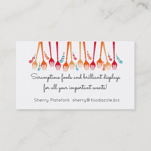 料理用ペイズリーのフォークのパーティーの食糧シェフの食料調達 名刺 (裏面)