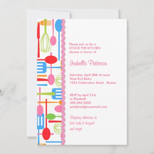 料理用具ストックザキッチンブライダルシャワー 招待状 (正面)