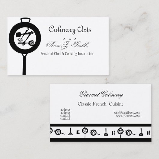 料理用熱い揚がる鋳鉄鍋のレストランのシェフ 名刺 (正面/裏面)