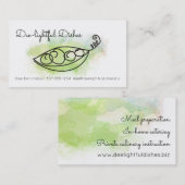 料理用落書きのエンドウ豆の水彩画のシェフの食料調達 名刺 (正面/裏面)