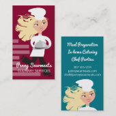 料理用連続した女性のシェフのドームの大皿の食料調達 名刺 (正面/裏面)