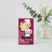 料理用連続した女性のシェフのドームの大皿の食料調達 名刺 (スタンド正面)